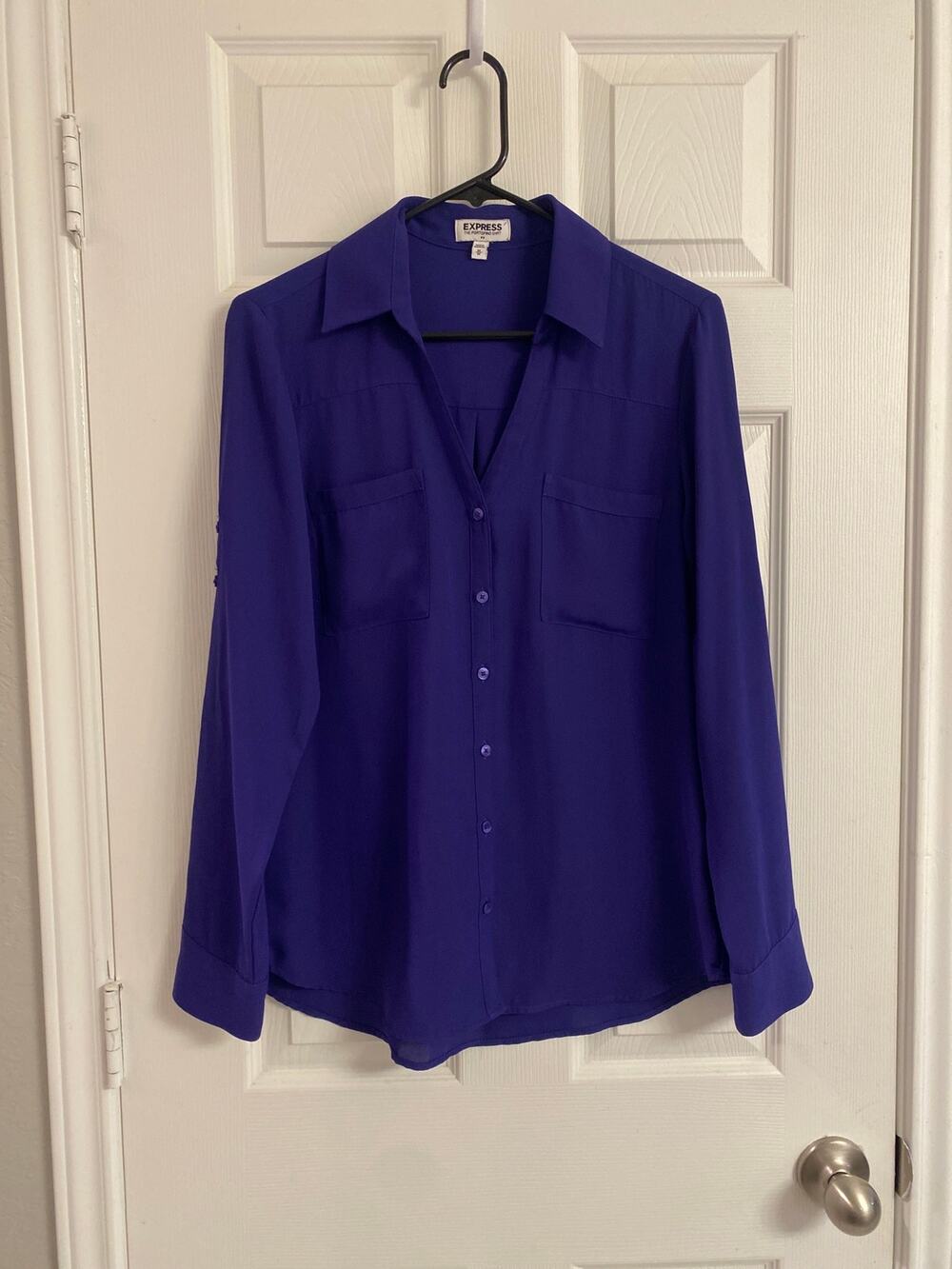 Express The Portofino Roll Tab Shirt Royal Purple Size  Small Office Work